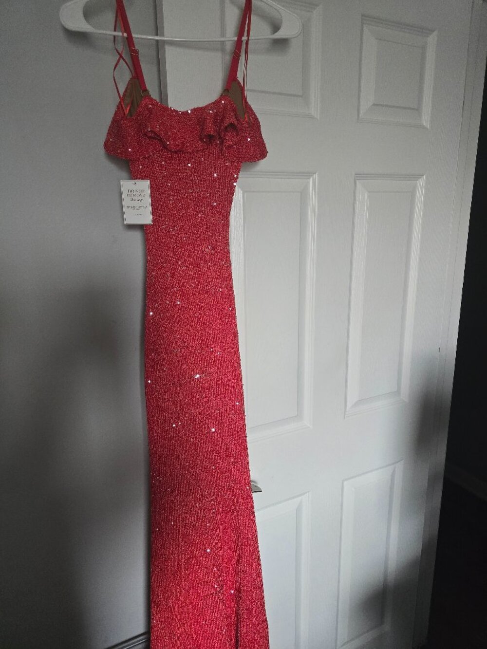 JLUXLABEL Red Beaded Ruffle V-Neck Maxi Dress - Picture 10 of 10